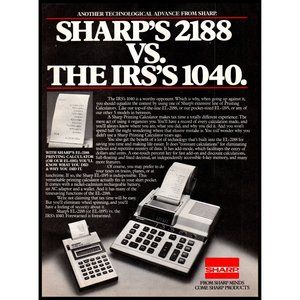 1982 Sharp EL-2188 Electronic Calculator Vintage Print Ad EL-1195 Wall Art Photo